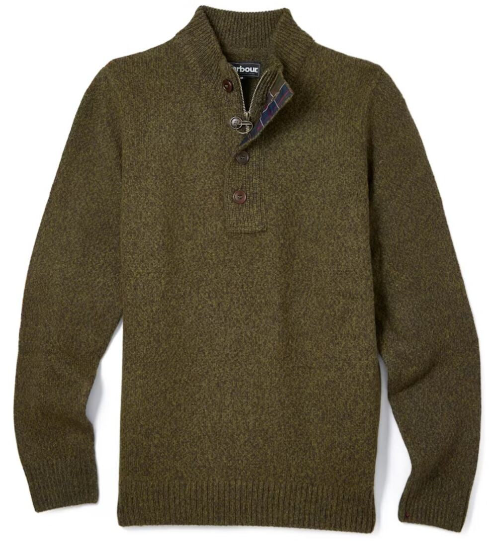 Barbour Sid Buttoned Half Zip Sweater Mens XXL NWOT Lambswool Blend Olive Green